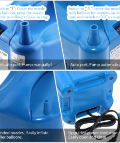 LotFancy 680W High Power Electric Balloon Pump, 110V-120V Balloon Inflator Pump for Party Decoration, Portable, Dual Nozzle Air Balloon Filler Machine, Fast & Efficient 15 71hj7oK5HoL