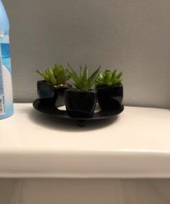 MyGift Set of 3 Faux Succulents in Mini Square Pots - Modern Home Decor Succulent Artificial Plants with Black Ceramic Planter Pot 28 71hjh17WJ8L
