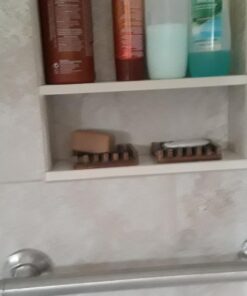 Magift Piece Home Bathroom Soap Case, Sink Deck Bathtub Shower Dish, Rectangular, Hand Craft, Natural Wooden Holder for Sponges, Scrubber, 2 Count(Pack of 1), Brown 2 Pack Brown 48 71hjxjXegHL