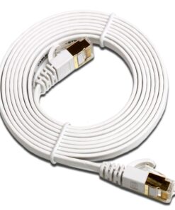 Alternative view of Tera Grand - 6FT - CAT7 10 Gigabit Ethernet Ultra Flat Patch Cable for Modem Router LAN Network, Gold Plated Shielded RJ45 Connectors, Faster Than CAT6a CAT6 CAT5e, White 6 FT White - Flat