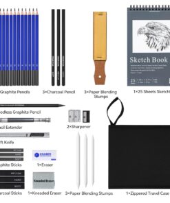Lightwish Drawing Sketching Pencils, 36 Pcs Professional Art Pencils for Artists' Kids, Art Supplies &Graphite Charcoal Pencils, Sketchbook 36 Pcs-Zipper Case Zipper Case 12 71hlTCLIpL