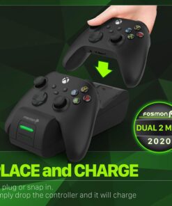 Fosmon Dual 2 MAX Charger with 2x 2200mAh Rechargeable Battery Pack Compatible with Xbox Series X/S(2020), Xbox One/One X/One S Elite Controllers, High Speed Charging Docking Station Kit - Black 27 71hlsHXL1zL