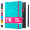 Scribbles That Matter A5 Dotted Journal Notebook + Free Pen! Your Bullet Dotted Journal Vegan Hard Cover 160gsm Dotted Notebook Bleedproof thick paper with 150 Pages for Work (5.75 x 8.5), Aqua Iconic (160gsm)