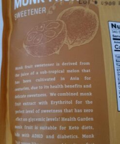 Health Garden Monk Fruit Sweetener, Classic - Non GMO - Gluten Free - Sugar Substitute - Kosher - Keto Friendly (3 lbs) 3 Pound (Pack of 1) 29 71hnlzVffbL