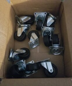 MegaDeal 12 Pack 2" Swivel Caster Wheels Rubber Base with Top Plate & Bearing Heavy Duty 12 Pack - No Brake Black 25 71howhyLYuL