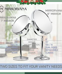 MIRRORVANA 10X Magnifying Makeup Mirror on Stand for Bedroom and Bathroom, Free Standing Desk & Table Mirror, Double Sided 10X/1X Magnification, 35cm Tall 18cm Wide 18cm (7-inch) Diameter 23 71hpTgMtaML