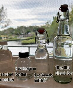 Otis Classic Swing Top Glass Bottles - Set of 6, 16oz w/Marker & Labels - Clear Bottle with Caps for Juice, Water, Kombucha, Wine, Beer Brewing, Kefir Milk or Eggnog 37 71hpXN 70VL