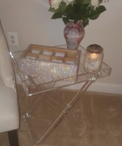 Designstyles Acrylic Folding Tray Table – Modern Chic Accent Desk - Kitchen and Bar Serving Table - Elegant Clear Design 33 71hq14BShOL