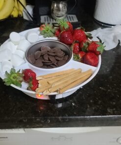 Electric Fondue Maker Deluxe Set w 4 Forks, Removable Serving Tray & Melting/Warming Setting - Great for Dipping Snacks Marshmallows Bread in Chocolate, Caramel, Cheese, Sauce - Appetizers & Desserts 34 71hqDyS4DhL