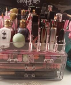 Ikee Design Clear Acrylic Makeup Organizer, Elegant Makeup Storage Organizer for a Stylish Vanity, Bathroom, or Dresser Décor, Clear Design for Easy Visibility and Quick Access 1) 1 Top 4 Drawers 48 71hr0zfVQYL