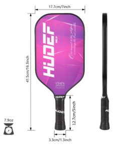 HUDEF Pickleball Single Paddle, Lightweight Graphite Carbon Fiber Face Pickleball Paddle Racquet Rackets Elongated Pickleball Paddles,Honeycomb Core,Cushion Comfort Grip USAPA Approved HB2.0-Purple 10 71hrMCtsi4L