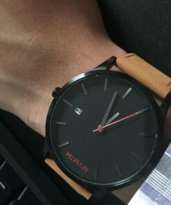 MVMT Classic Men's 45 MM Analog Black Tan Watch with Leather Strap 27 71hrSmtsKBL