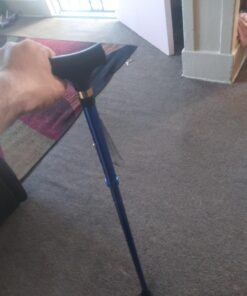 RMS Folding Cane - Foldable Walking Cane with Adjustable Height - Collapsible and Lightweight - Soft Ergonomic Handle for Comfortable Grip - Portable Walking Stick for Mobility Aid Blue 25 71htZwmHL4L