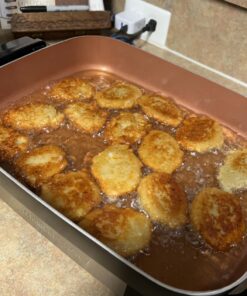 Hamilton Beach Durathon Ceramic Electric Skillet with Removable 12x15” Pan, Adjustable Temperature, Reversible Design, Tempered Glass Lid, Copper Colored Nonstick Surface (38529K) 31 71hv5FOZJgL