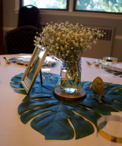 Moon Boat 120PCS Tropical Palm Leaves Plant Imitation Leaf-Hawaiian/Luau/Jungle Party Table Decorations 52 71hwgNbkySL