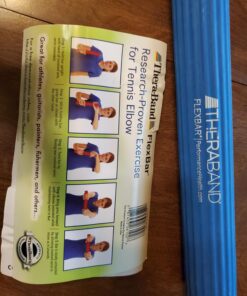 THERABAND FlexBar, Tennis Elbow Therapy Bar, Relieve Tendonitis Pain & Improve Grip Strength, Resistance Bar for Golfers Elbow & Tendinitis, Blue, Heavy, Advanced Original Blue - Heavy 23 71hxTgQb7nL