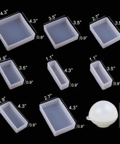 Alternative view of LET'S RESIN Epoxy Resin Molds, Resin Casting Molds Silicone Square Ball Molds 9PCS Different Sizes, Silicone Resin Molds for Resin Jewelry, Soap, Dried Flower Leaf, DIY Fans