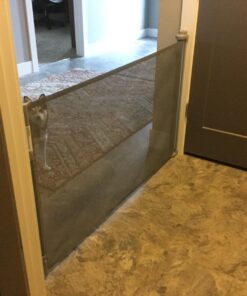 Perma Child Safety Indoor/Outdoor Retractable Baby Gate 33" Tall, Extends to 71" Wide, Gray Gray V1 33" Tall x 71" Wide 47 71hyKiFuGL