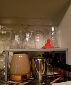 SimpleHouseware Expandable Stackable Kitchen Cabinet and Counter Shelf Organizer, Silver Metal Top 35 71hyhsZVPtL