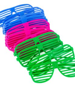 Alternative view of Neon Bright Party Set-12 Neon Gangster Hats with 12 Neon Shutter Glasses Fedora Hats With Sunglasses