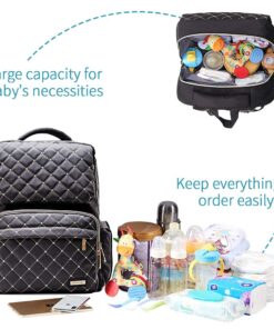 Bamomby Diaper Bag, Diaper Bag Backpack for Baby Boys Girls, Multifunction Large Rucksack Diaper Bags with Changing Pads, Waterproof Travel Back Pack Knapsack for Dad & Mom -Stylish Black 51 71hzkQbdwmS