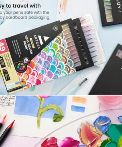 ARTEZA Real Brush Pens, 48 Watercolor Pens for Dynamic Watercolor Effects and Calligraphy, Flexible Nylon Brush Tips, Paint Markers Perfect for Drawing, Journaling, Artistic Projects, and Gift 49 31 71hzwojP86L
