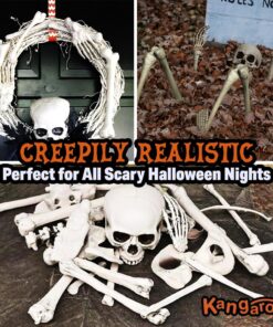 Kangaroo Halloween Bag of Skeleton Bones and Skull- Halloween Graveyard Props- Haunted House Lawn Yard Decorations- Scary Halloween Decorations 30 Pieces Bag of Plastic Bones 32 71i 3pPYvL
