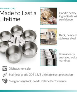 Stainless Steel Measuring Cups & Spoons Set - Heavy Duty, Stackable 13-Piece Set - Dry Foods, Liquids, Dishwasher-safe - Professional Metal Kitchen Utensils By Morgenhaan 13-Piece Baker's Bliss Kit 32 71i0VV1GeVL 1