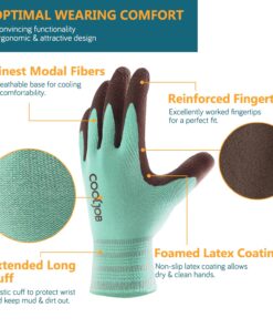 COOLJOB 2 Pairs Breathable Gardening Gloves for Women Medium, Stretch Soft Modal Base with Non-slip Rubber Coating, Palm Dipped Grip Work Gloves for Gardener Worker in Lawn Yard Factory Garden Medium (Pack of 2) 7 71i15mcpX3L
