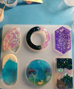Large Cabochon Gemstone Resin Casting Silicone Mold with Hole 6-Cavity with Jewelry Making Supplies Set for Polymer Clay Crafting, Epoxy, Necklace Pendant Earrings Keychain Craft 28 71i21XMjuQL