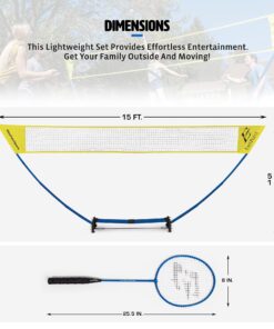 EastPoint Sports Easy Setup Badminton Set - Backyard Outdoor Game for Family Fun - Includes 2 Racket & 2 Shuttlecocks 30 71i3yQEkUlL