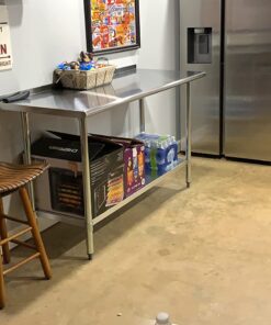 ROCKPOINT Stainless Steel Table for Prep & Work with Backsplash 60x24 Inches, NSF Metal Commercial Kitchen Table with Adjustable Under Shelf and Table Foot for Restaurant, Home and Hotel 60x24inch 58 71i5502ypL