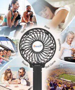 VersionTECH. Mini Handheld Fan, USB Desk Fan, Small Personal Portable Table Fan with USB Rechargeable Battery Operated Cooling Folding Electric Fan for Travel Office Room Household Black 42 71i5MhhzDL