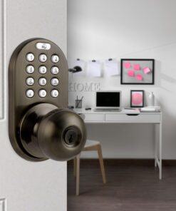Alternative view of MiLocks TKK-02AQ Digital Door Knob Handle Lock with Electronic Keypad - Keyless Entry Smart Door Lock with Adjustable Latch Locks, Audible Tones for Interior Front Doors & More, Antique Brass