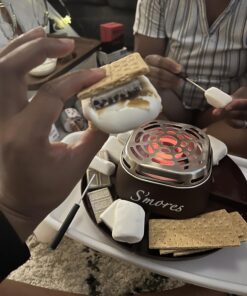 Nostalgia Tabletop Indoor Electric S'mores Maker - Smores Kit With Marshmallow Roasting Sticks and 4 Trays for Graham Crackers, Chocolate, and Marshmallows - Movie Night Supplies - Brown S'mores Maker Brown 39 71i6jQ33khL