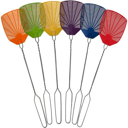 Bug & Fly Swatter – Braided Metal Handle 6 Pack Fly Swatters – Indoor/Outdoor – flyswatter 18 inch - Set of 6