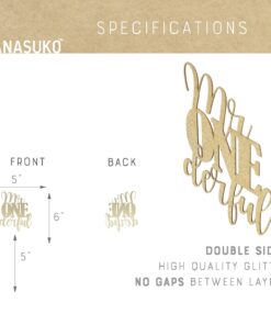 NANASUKO 1st Birthday Cake Topper - mr Onederful - Double Sided Gold Glitter - Premium Quality Made in USA 14 71iBorglvnL