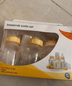 Medela Breast Milk Storage Bottles, 3 Pack of 5 Ounce Breastfeeding Bottles with Slow Flow Nipples, Lids, Wide Base Collars, and Travel Caps, Made Without BPA 3 Count (Pack of 1) 38 71iBuOKJG7L