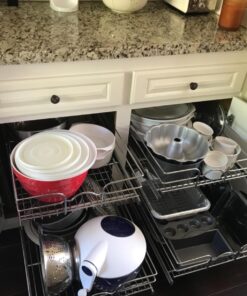 Rev-A-Shelf 5WB2-1822-CR 18 x 22 Inch Two-Tier Kitchen Organization Cabinet Pull Out Storage Wire Basket, Chrome 18 in 42 71iBzpLQ9iL