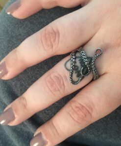 AZYOUNG 316L Stainless Steel Pirate Octopus Ring Tentacles Black S-shaped One Size Opening Ring 31 71iC8xsr3jL