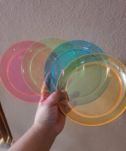 Party Essentials Hard Plastic 6-Inch Round Party/Dessert Plates, Assorted Neon, 80-Count 6" 17 71iFYbhlKLL