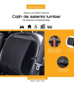 Pharmedoc Lumbar Support Pillow for Office Chair and Car Seat, Perfectly Balanced Memory Foam, Versatile Use Lower Back Cushion Black 12 71iGWp6kpUL