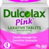 Dulcolax Pink Laxative Tablets, 90 Count, Women's Gentle, Reliable Overnight Relief from Constipation, Hard, Dry, Painful Stools and Irregular Bowel Movements, for Sensitive Stomachs 90 Count (Pack of 1) 35 71iHFRLZSL