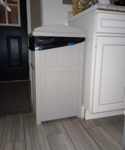 Suncast 33 Gallon Hideaway Trash Can for Patio - Resin Outdoor Trash with Lid - Use in Backyard, Deck, or Patio - Taupe 1 Pack 30 71iHJjT5LJL