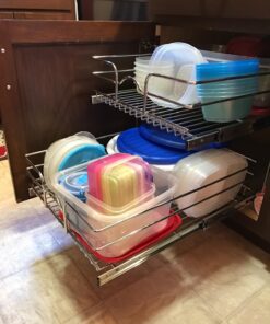 Rev-A-Shelf 5WB2-1822-CR 18 x 22 Inch Two-Tier Kitchen Organization Cabinet Pull Out Storage Wire Basket, Chrome 18 in 62 71iJ0REB eL