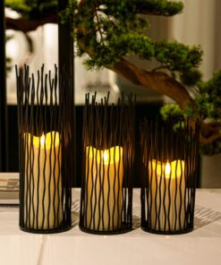 Set of 3 Metal Iron Candle Holder, Black Candlestick Modern Table Centerpiece for Indoor & Outdoor Decor, Dining Room, Home Decoration 29 71iJUIVw9XL 2