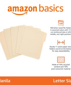 Amazon Basics 1/3-Cut Tab, Assorted Positions File Folders, Letter Size, Manila - Pack of 100 13 71iK 9pIHdL