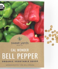 Organic Sweet Bell Pepper Seeds ‘Cal Wonder’ – Seed Packet of Over 25 Open Pollinated Heirloom Non-GMO Seeds – Sweet Yards Seed Co. Single Packet 6 71iKbkUPUhL