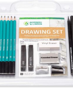 Norberg & Linden Drawing Set - Sketching and Charcoal Pencils - 100 Page Drawing Pad, Kneaded Eraser. Art Kit and Supplies for Kids, Teens and Adults 27 71iM5mV0xnL