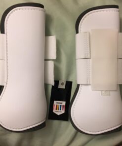 HORZE Chicago Protective Horse Tendon Boots - Lightweight Open Front Boots for Jumping, Trail Riding, and Turnout (Pair) - White/Grey - Horse 13 71iMQCcMbfL